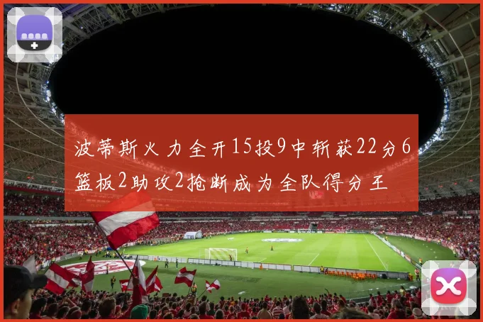 波蒂斯火力全开15投9中斩获22分6篮板2助攻2抢断成为全队得分王